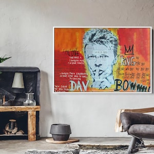 Abstract Collage Art David Bowie Pop Art Canvas Wall Art – Iconic Music Legend, Vibrant Modern Art, Bold Expression for Home Decor