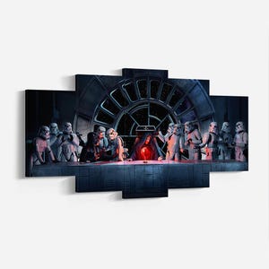 Star Wars Last Supper Adaptation 5-Piece Canvas Wall Art, Framed Canvas Print, Rolled Canvas Poster, Sci-Fi Movie Decor