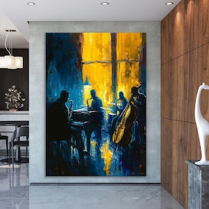 Abstact Jazz , Night and Music, Concert, Orchestra, Jazz Wall Decor, Canvas Painting Print