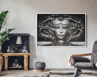 Necronom IV by H R Giger Canvas Wall Art Poster Picture Print