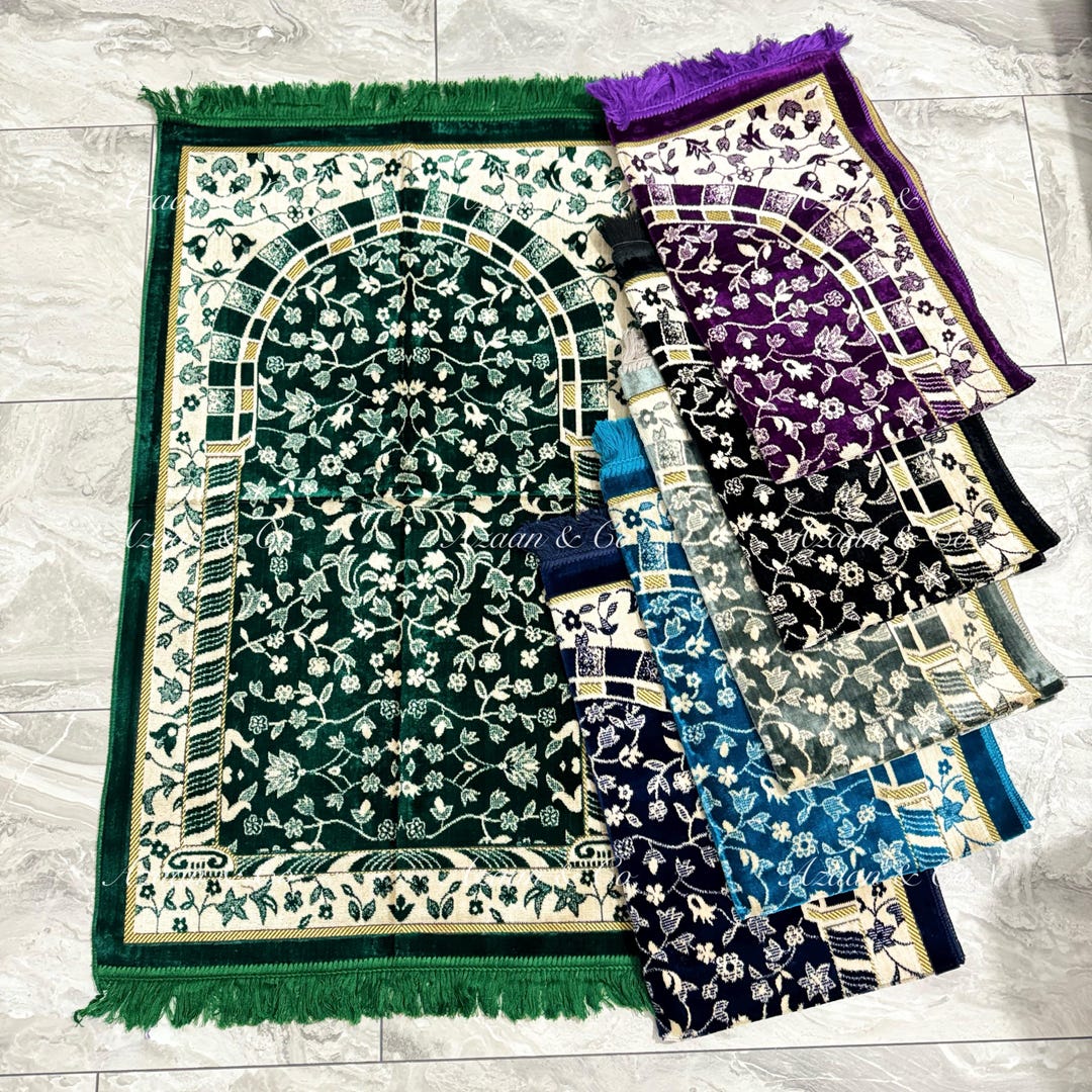 Soft Prayer Mat Rawdah Floral Size 70cm × 110cm Janamaz Salah Mat ...