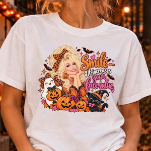 Comfort Colors ®  Dolly Parton Halloween Shirt, Smile It Increases Your Face Value Tee, Spooky Dolly Graphic