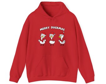 Merry Duckmas, Duck Xmas Shirt, Hooded Sweatshirt, Christmas
