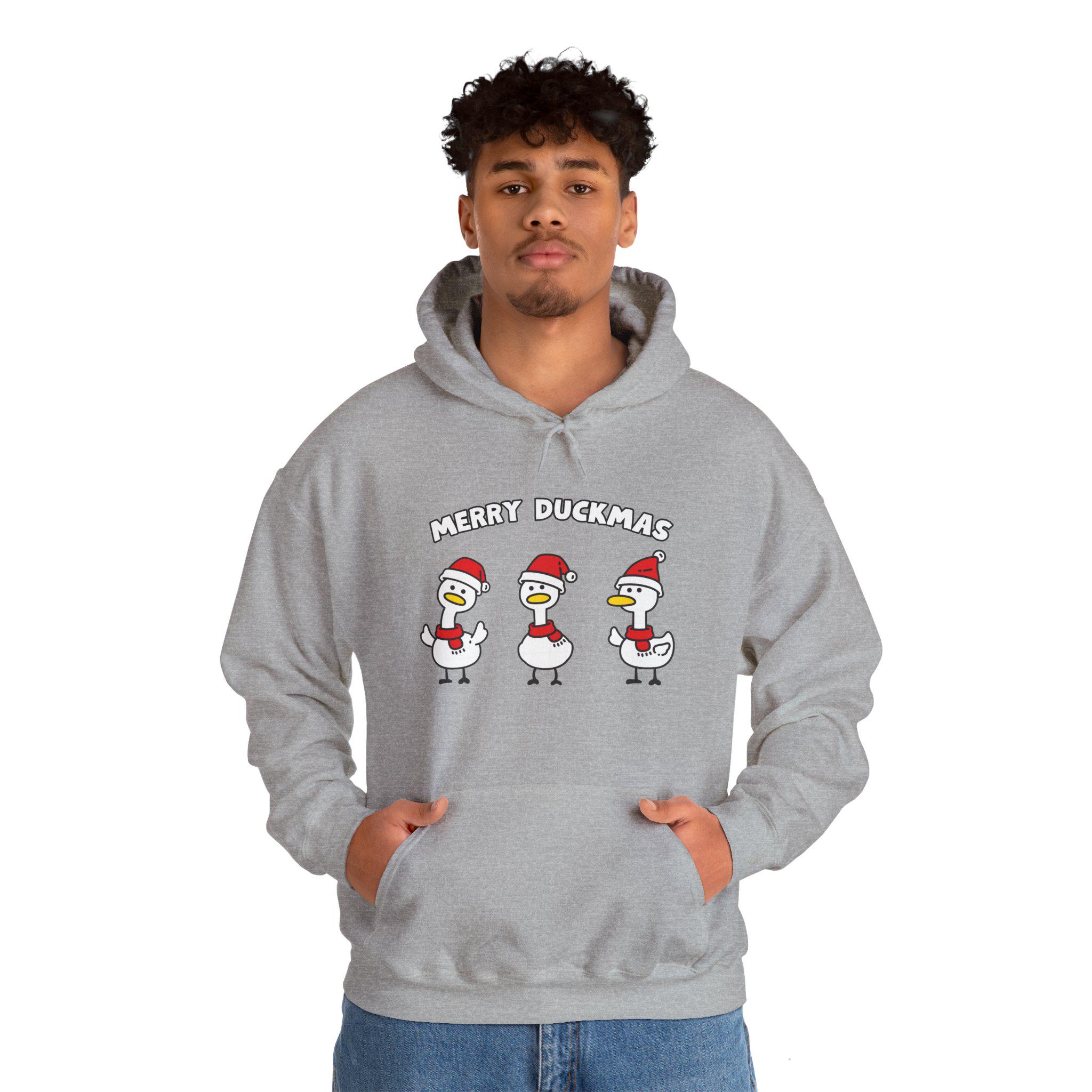 Merry Duckmas, Duck Xmas Shirt, Hooded Sweatshirt, Christmas