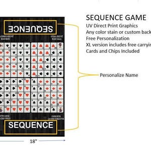 Sequence Board XL Game 18" x 30"- Free Case Unlimited Design Options
