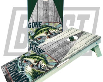 Gone Fishing Jumping Fish Cornhole Boards for Bass/Lake/OceanSignature Series