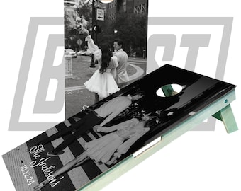 Custom Wedding Cornhole Boards: Personalized Engagement Photo, New Home Gift