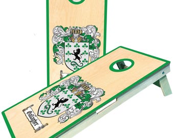 Custom Irish Crest Family Cornhole Boards,Last Name Bagtoss, Personalized Established Weatherproof Lawn Games