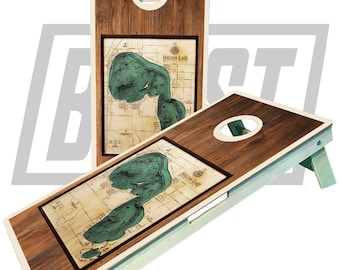 Higgins Lake Michigan Map Cornhole BoardsSignature Series
