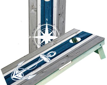 Anchor and Compass Lake Sailing Cornhole BoardsSignature Series