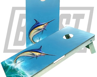 Marlin Deep Sea FISHING Ocean Cornhole BoardsSignature Series