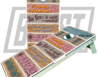 5 o’clock somewhere Beach Bar Tiki Cornhole Boards, UV direct printSignature Series