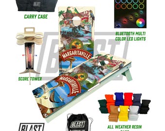 Margaritaville Parrot Cornhole Boards: Beach Theme, Regulation size