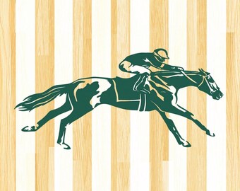 Horse Race Party Game - XL Light Striped Track Wooden Board with Numbered Metal Horse Figures