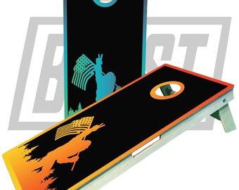 Bigfoot Cornhole Boards: Peace Sign & Flag, ACL Regulation, UV Print