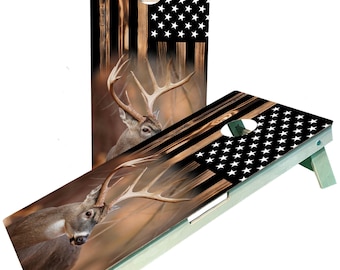 Deer Hunting Cornhole Board Set: UV Print, Regulation size , Baltic Birch