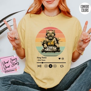 Comfort Colors Nome canzone personalizzato-Maglietta con nome artista, Maglietta canzone preferita personalizzata, Maglietta artista preferito personalizzata, Maglietta anni '90, Maglietta amanti dei gatti
