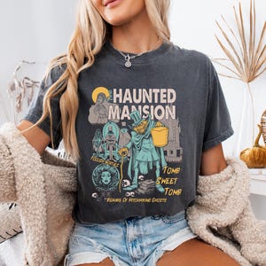 Comfort Colors® Halloween Retro The Haunted Mansion Shirt, Spooky Season Shirt, Madam Leota Hitchhiking Ghosts, Gothic Horror Family Shirt
