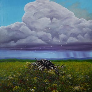 Summer day. After the thunderstorm, Original painting Oil on canvas