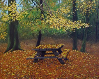 A cozy place. Original oil painting on canvas