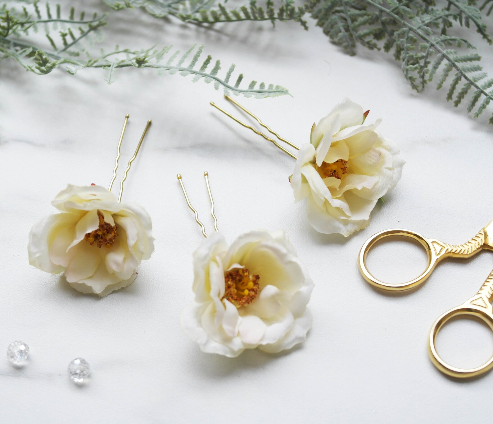 Wedding Clip set ivory wedding clips ivory flower clips Etsy