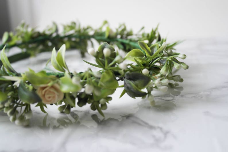 boho headpiece Babies breath crown floral crown flower girl crown green floral crown snow crown leaf crown first communion