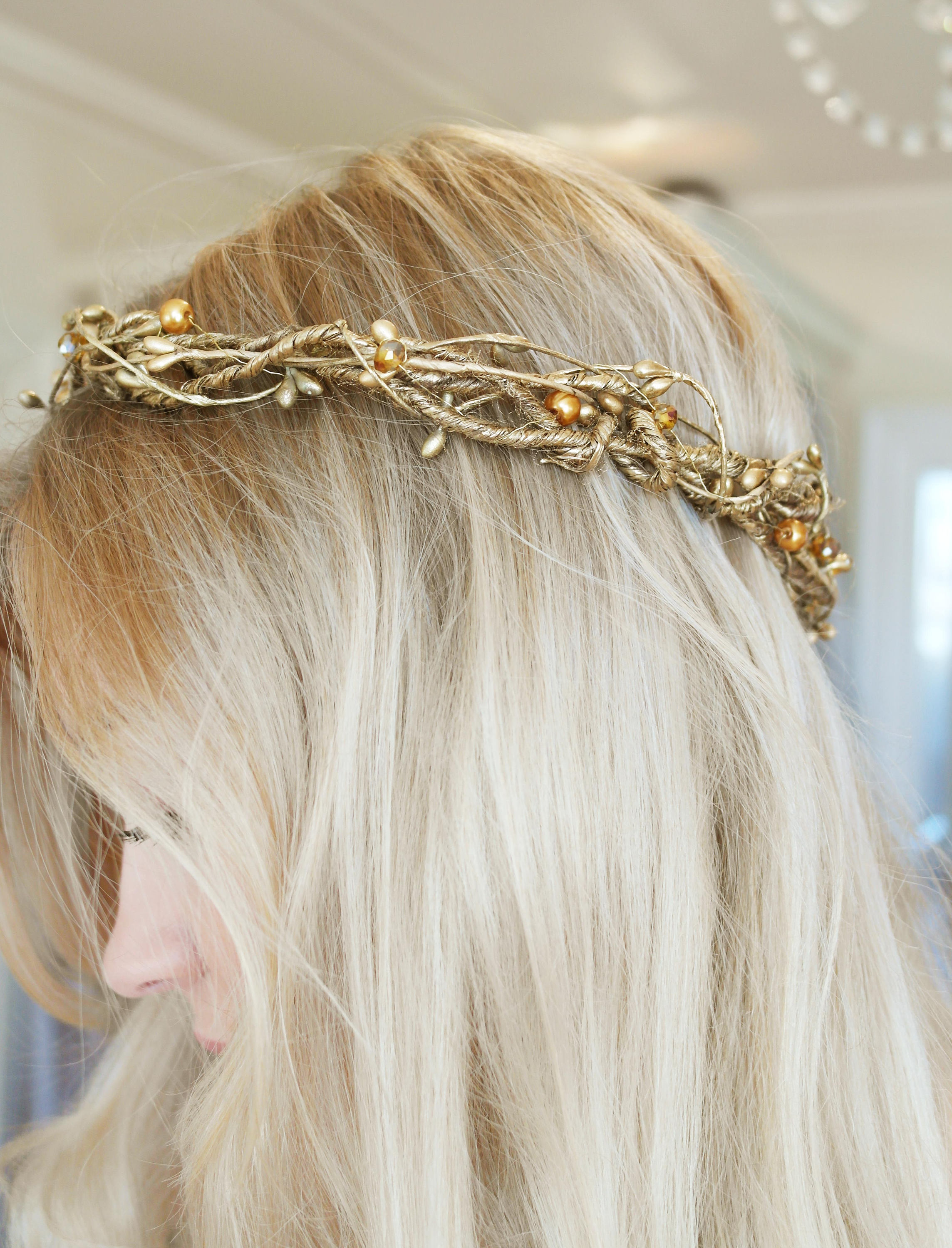 Gold flower crown Gold bridal crown gold wedding tiara gold Etsy
