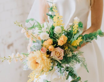 Jenny Bouquet Set, bouquet package, faux wedding flowers, rainbow wedding, wedding package, wildflower bouquet