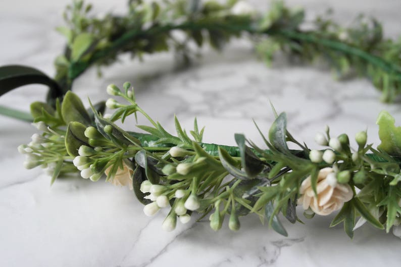 boho headpiece Babies breath crown floral crown flower girl crown green floral crown snow crown leaf crown first communion