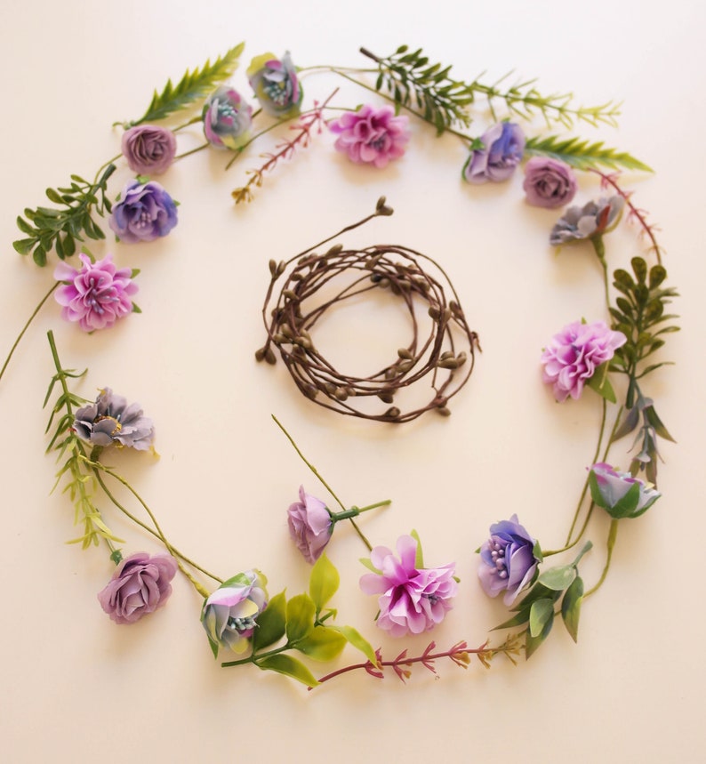 Purple Flower Crown Diy Wedding Kit Summer Wedding Crown Etsy UK