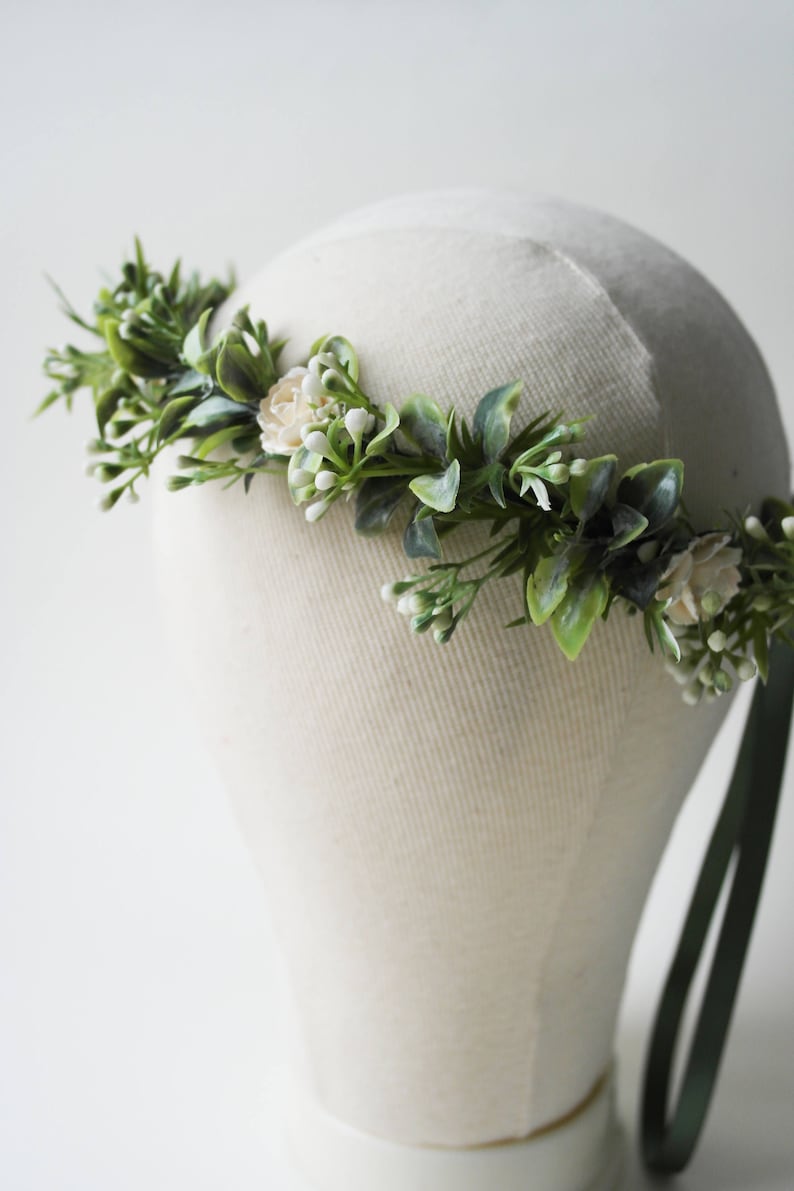 boho headpiece Babies breath crown floral crown flower girl crown green floral crown snow crown leaf crown first communion