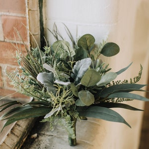 Green bouquet, Boho bouquet, Eucalyptus bouquet, Rustic bouquet, Fern bouquet, Alternative bouquet, Woodland greenery, Wild bouquet image 2