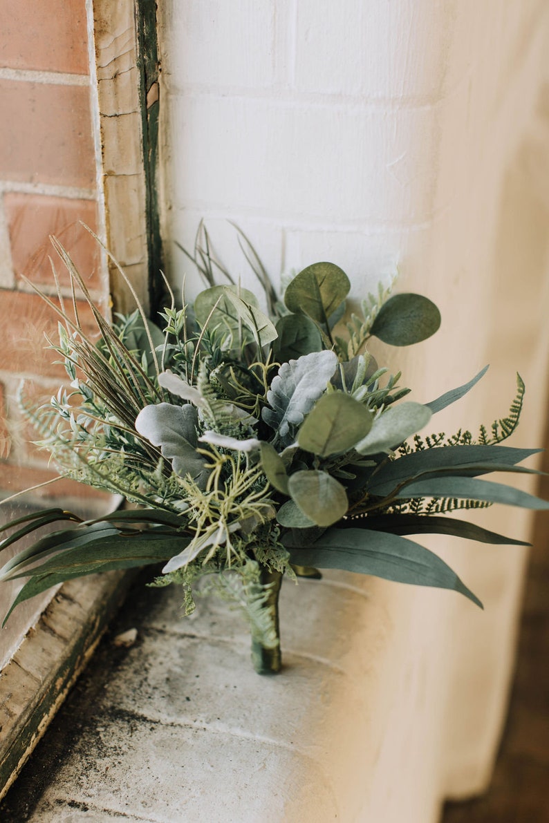 Green bouquet, Boho bouquet, Eucalyptus bouquet, Rustic bouquet, Fern bouquet, Alternative bouquet, Woodland greenery, Wild bouquet image 2