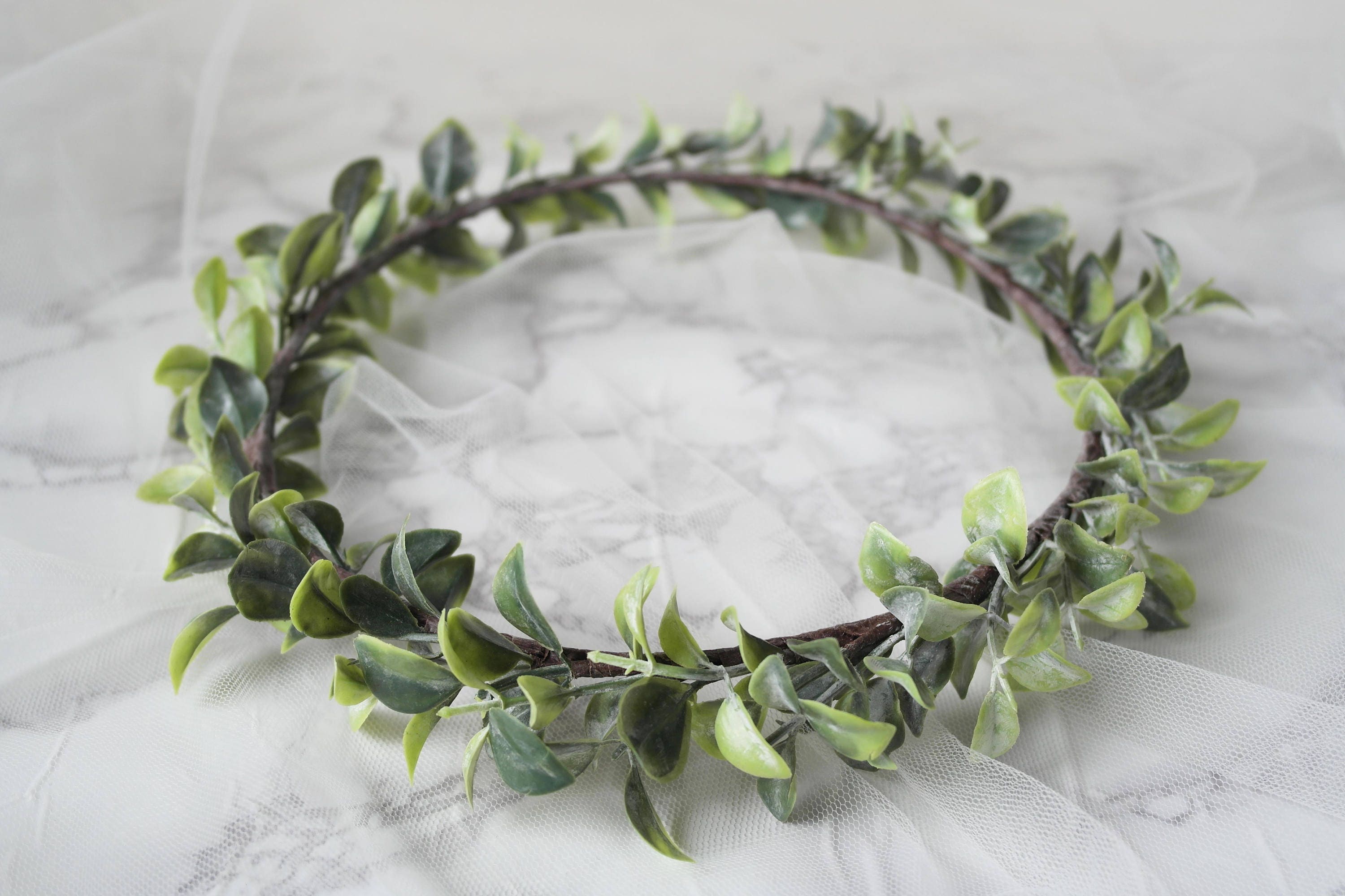 Green Foliage Crown leaf Crown With Boxwood Foliage for a Etsy UK