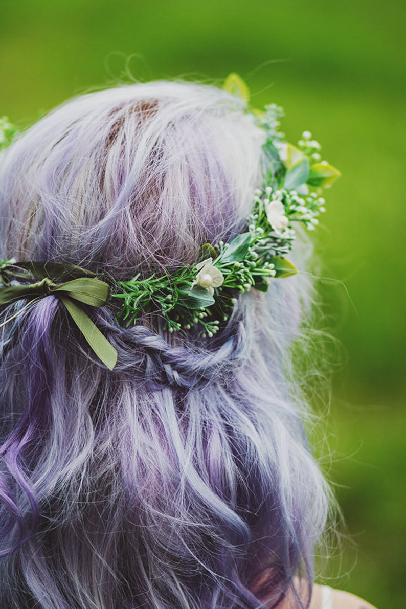 boho headpiece Babies breath crown floral crown flower girl crown green floral crown snow crown leaf crown first communion