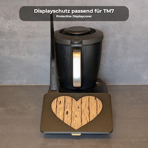 Rustikale Display Abdeckung mit Holz Herz für TM7 – Thermomix Cover im Natur Holz Look – Displayschutz Geschenkidee für Küche & Bimby