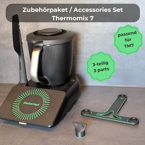 Thermomix TM7 Accessory Set – 3-piece - Display protector with custom text, sliding board & dough remover – color-coordinated - 3D-printed