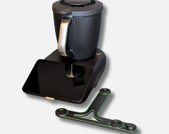 Piastra scorrevole per Thermomix TM7 – con guide in teflon e rientranze per un appoggio sicuro – supporto per spatola opzionale – protegge la funzione bilancia