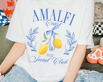 Amalfi Coast Social Tshirt, Capri Italy Tee, Lemon Tshirt, Lemon Tree Aperol Spritz, Bachelorette Tshirt, Social Club Shirt, Cocktail Tshirt