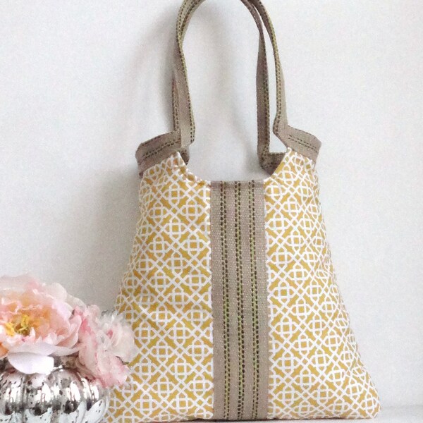 Yellow Geometric Jute tote bag