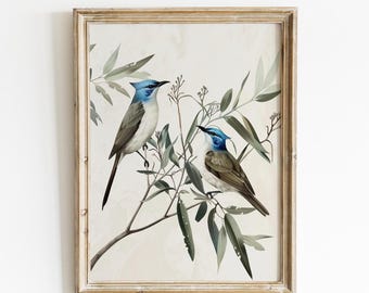 Vintage Bird Print, Antique Bird Painting, Birds Print, Spring Decor, Printable Art, Bird Printable Art, Nursery Decor, Digital Download