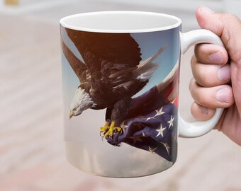 American Eagle Flag Mug - Patriotic USA Pride Coffee Cup