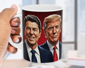Trump Reagan Patriotic Coffee Mug: Conservative Collector Gift