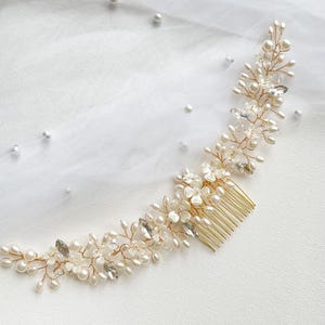 pearl bridal hair comb gold bride hair comb wedding hair comb handmade hair comb handmade accessories