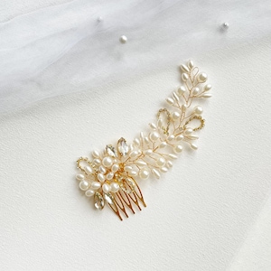 pearl gold bridal hair comb crystal bridal comb wedding gold hair comb bridal hair accessory