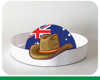 Plantillas de coronas con símbolos australianos para fiestas: coronas imprimibles de descarga instantánea.
