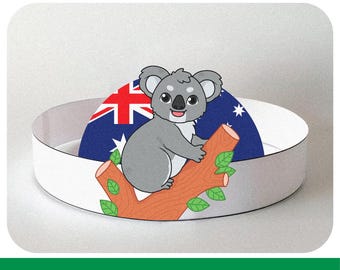 Plantillas de coronas con símbolos australianos - Coronas imprimibles para celebraciones - Descarga instantánea