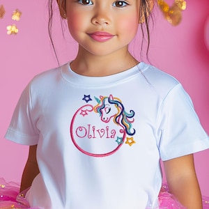 Personalized Unicorn Embroidered Shirt: Custom Birthday Gift for Girls