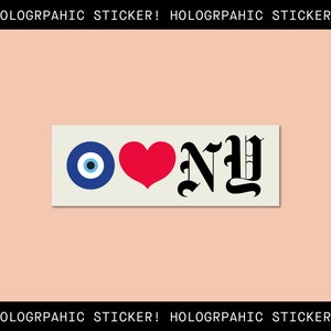 I Love New York Evil Eye Sticker | Holografische | Laptop Aufkleber | Wasserfester Sticker | Mac Sticker | Vinyl Sticker