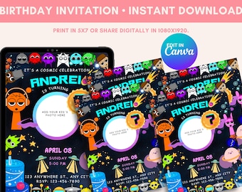 Space Birthday Invitation Template: Editable Kids Party Invite (Digital Download)